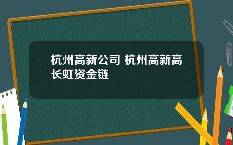 杭州高新公司 杭州高新高长虹资金链